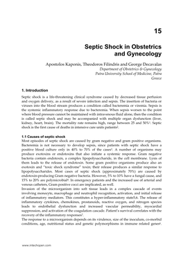 Septic Shock in Obstetrics and Gynecology