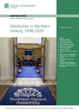 Devolution in Northern Ireland, 1998-2020 12