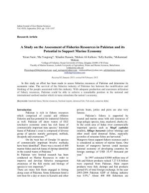 A Study on the Assessment of Fisheries Resources in Pakistan and Its Potential to Support Marine Economy