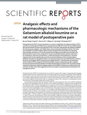 Analgesic Effects and Pharmacologic Mechanisms of the Gelsemium