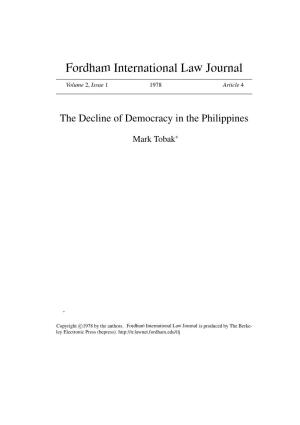 The Decline of Democracy in the Philippines
