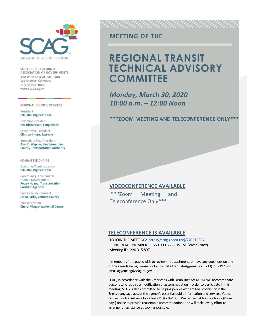 Regional Transit Technical Advisory Committee March 30, 2020 Full