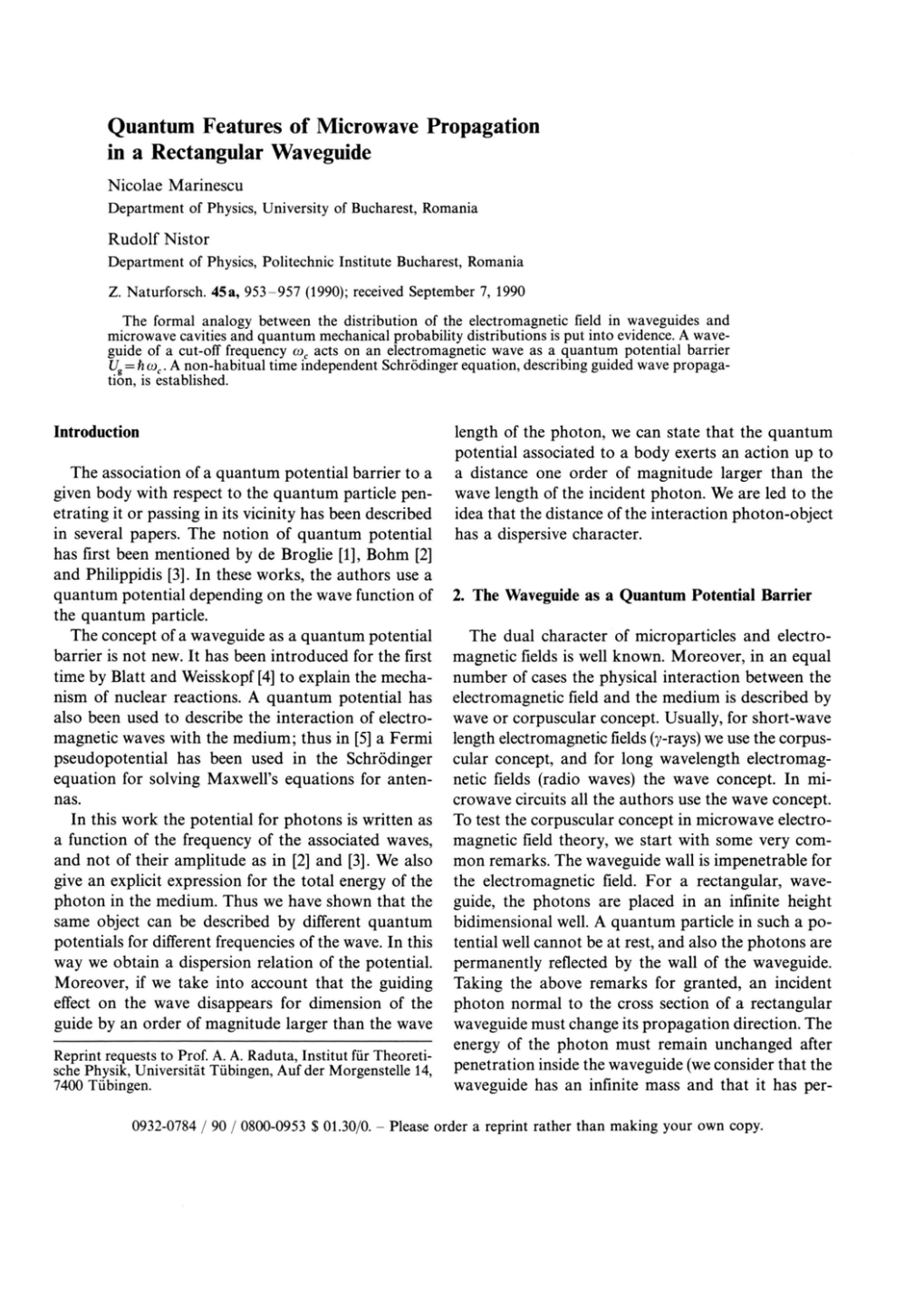 Quantum Features of Microwave Propagation in a Rectangular Waveguide