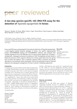 A Two-Step Species-Specific 16S Rrna PCR Assay for the Detection Of