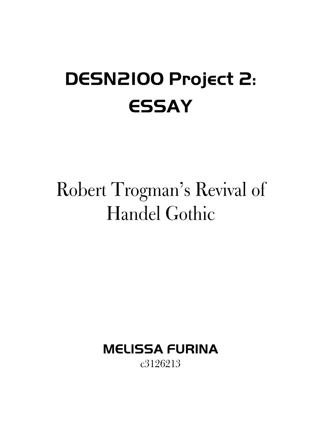 ESSAY Robert Trogman's Revival of Handel Gothic