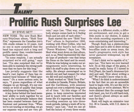 Prolific Rush Surprises Lee"