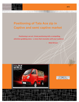 Positioning of Tata Ace Zip in Captive and Semi Captive Market