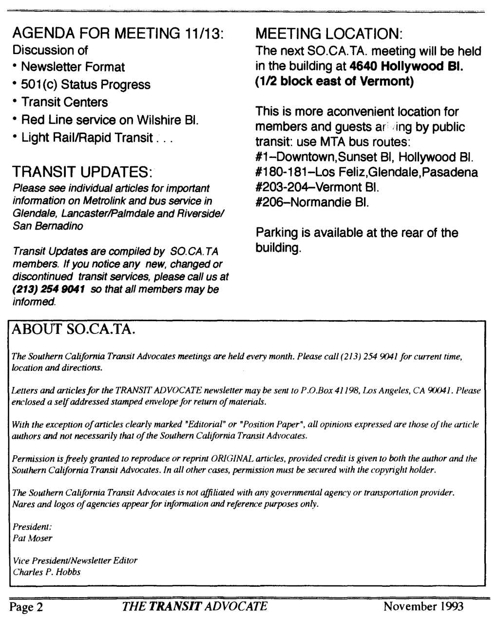 TRANSIT UPDATES: #180-181-Los Feliz,Glendale,Pasadena Please See Individual Articles for Important #203-204-Vermont BI