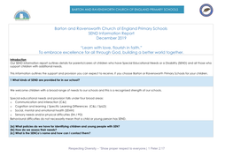 Barton and Ravensworth Church of England Primary Schools SEND Information Report December 2019