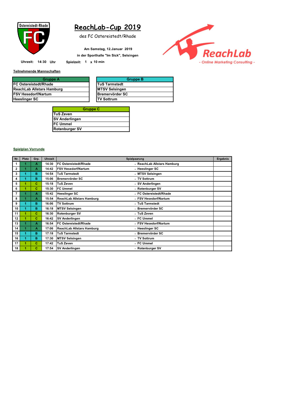 Reachlab-Cup 2019 Vereinslogo Des FC Ostereistedt/Rhade