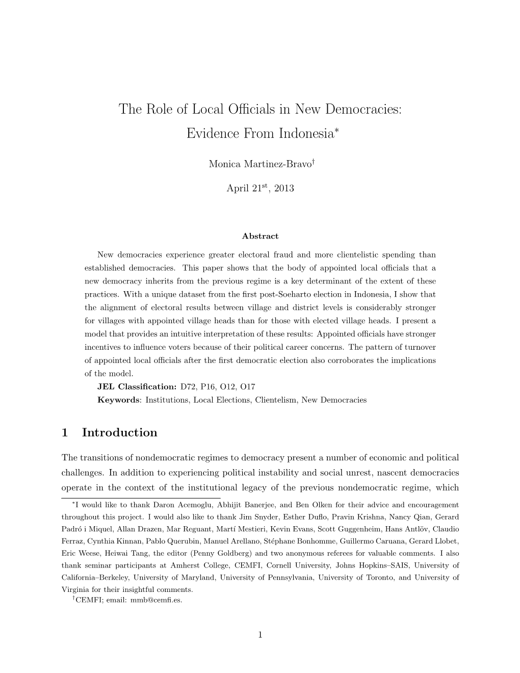 The Role of Local Officials in New Democracies: Evidence From