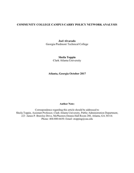 Community College Campus Carry Policy Network Analysis