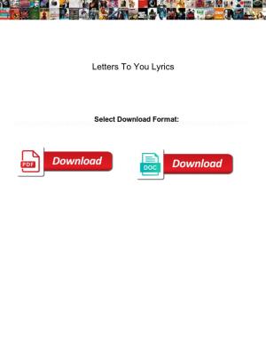 Letters to You Lyrics