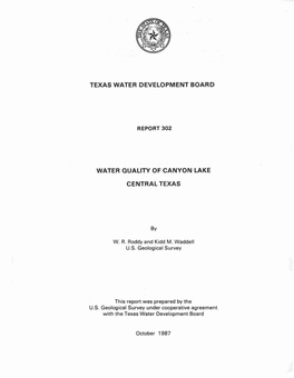 Water Quality of Canyon Lake Central Texas