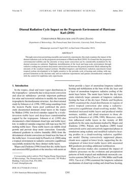 Diurnal Radiation Cycle Impact on the Pregenesis Environment of Hurricane Karl (2010)
