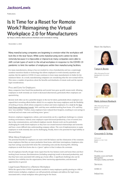 Reimagining the Virtual Workplace 2.0 for Manufacturers by Tanya A