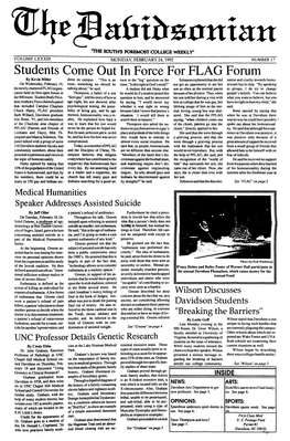 FEBRUARY 24,1992 NUMBER 17 Students Come out Inforcefor Flagforum Bykevinmiller Dents on Campus