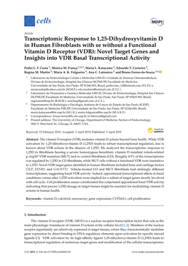 Transcriptomic Response to 1,25-Dihydroxyvitamin D