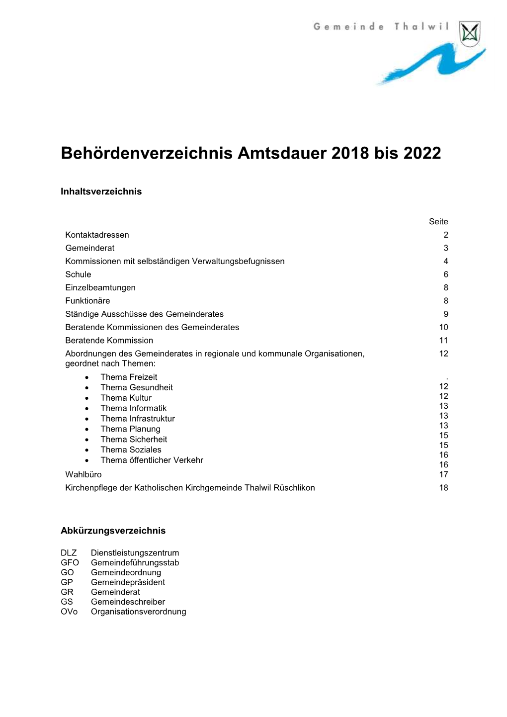 Behördenverzeichnis Amtsdauer 2018 Bis 2022