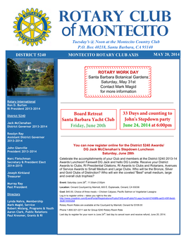 Rotary Club of Montecito Tuesday’S @ Noon at the Montecito Country Club P.O