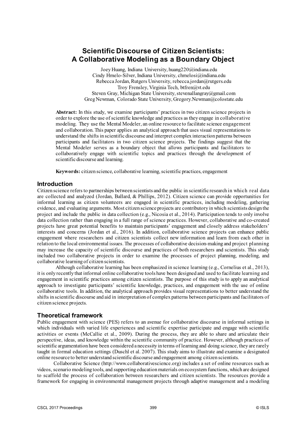 Scientific Discourse of Citizen Scientists: a Collaborative Modeling As a Boundary Object