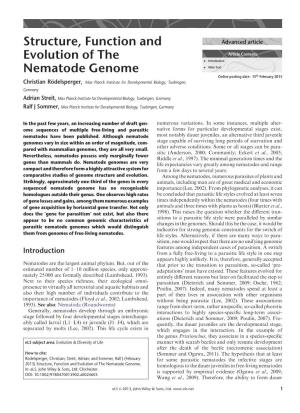 "Structure, Function and Evolution of the Nematode Genome"