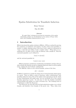 Epsilon Substitution for Transfinite Induction