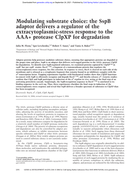 The Sspb Adaptor Delivers a Regulator of the Extracytoplasmic-Stress Response to the AAA+ Protease Clpxp for Degradation