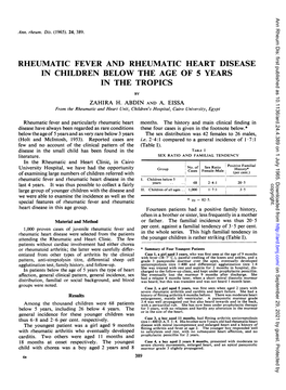 Rheumatic Fever and Rheumatic Heart Disease in Children Below the Age of 5 Years in the Tropics