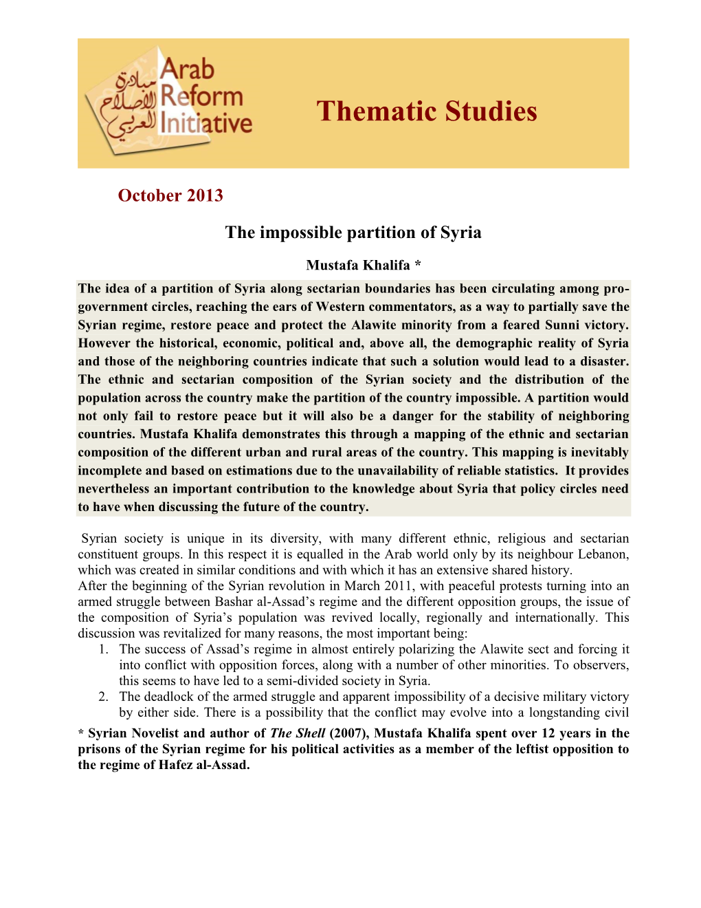 The Impossible Partition of Syria