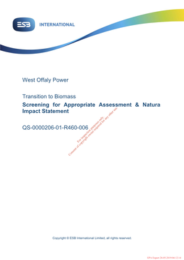 West Offaly Power Transition to Biomass Screening for Appropriate