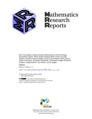 R Mathematics Esearch Eports