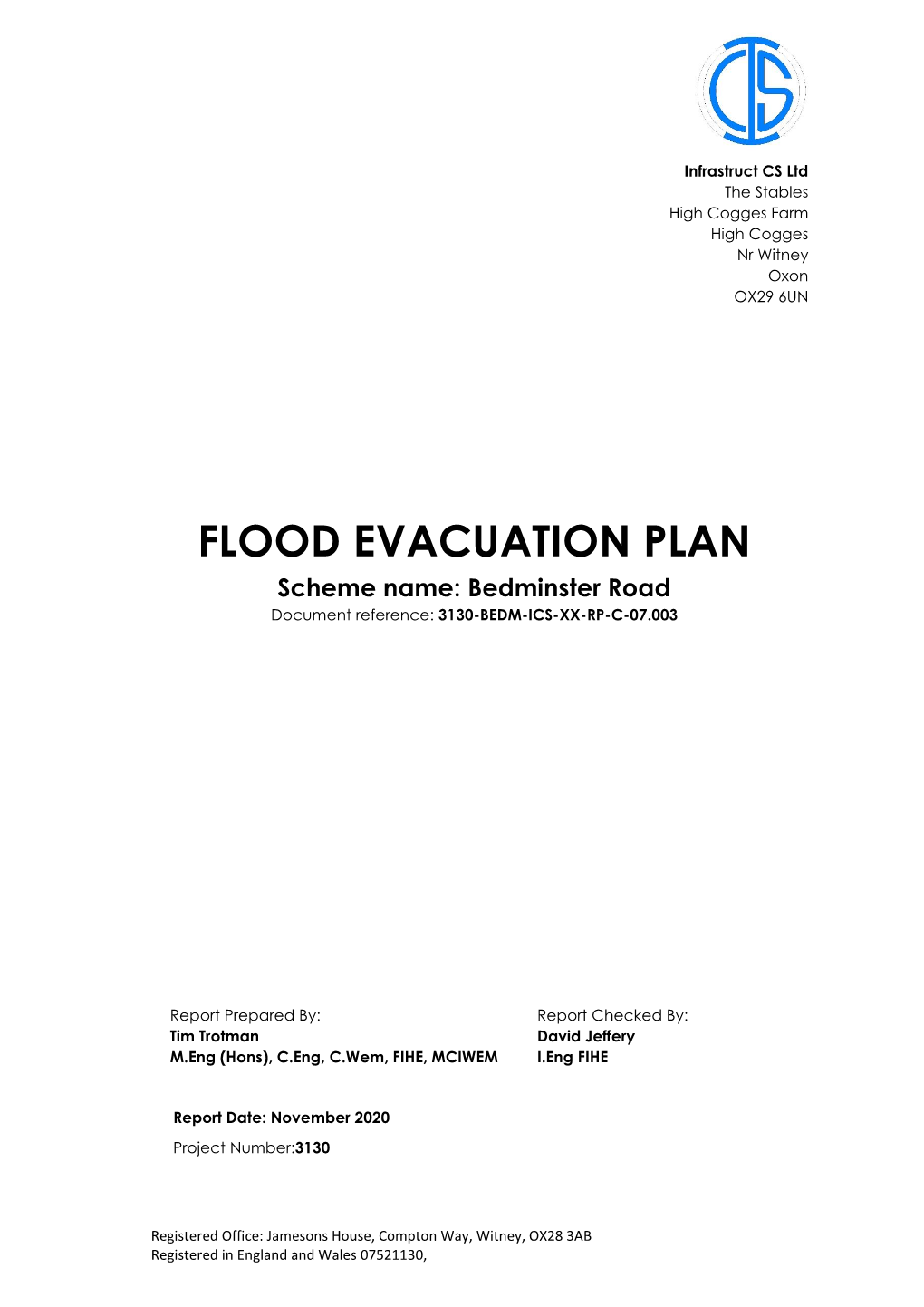 FLOOD EVACUATION PLAN Scheme Name: Bedminster Road Document Reference: 3130-BEDM-ICS-XX-RP-C-07.003