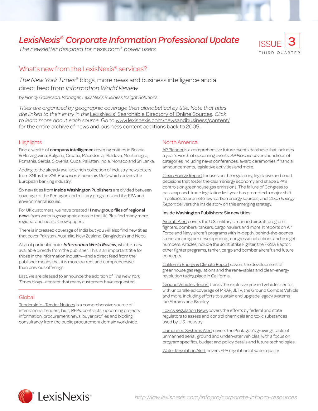 Lexisnexis® Corporate Information Professional Update