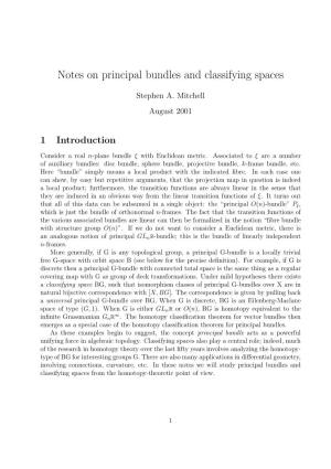 Notes on Principal Bundles and Classifying Spaces