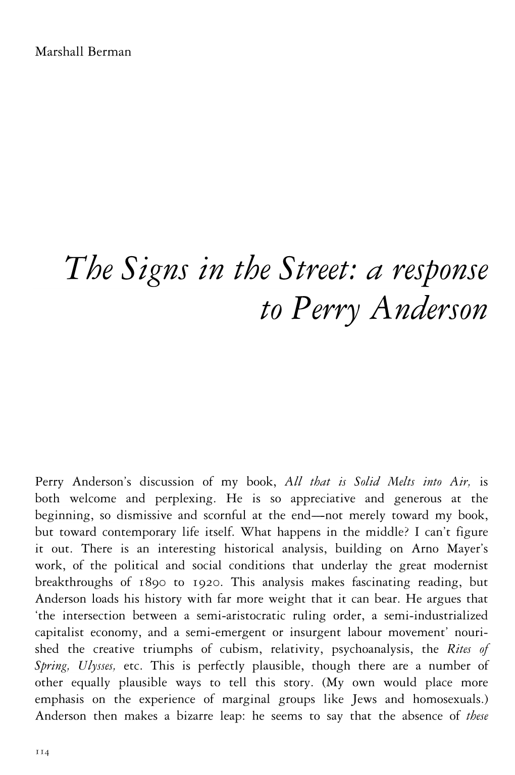 The Signs in the Street: a Response to Perry Anderson