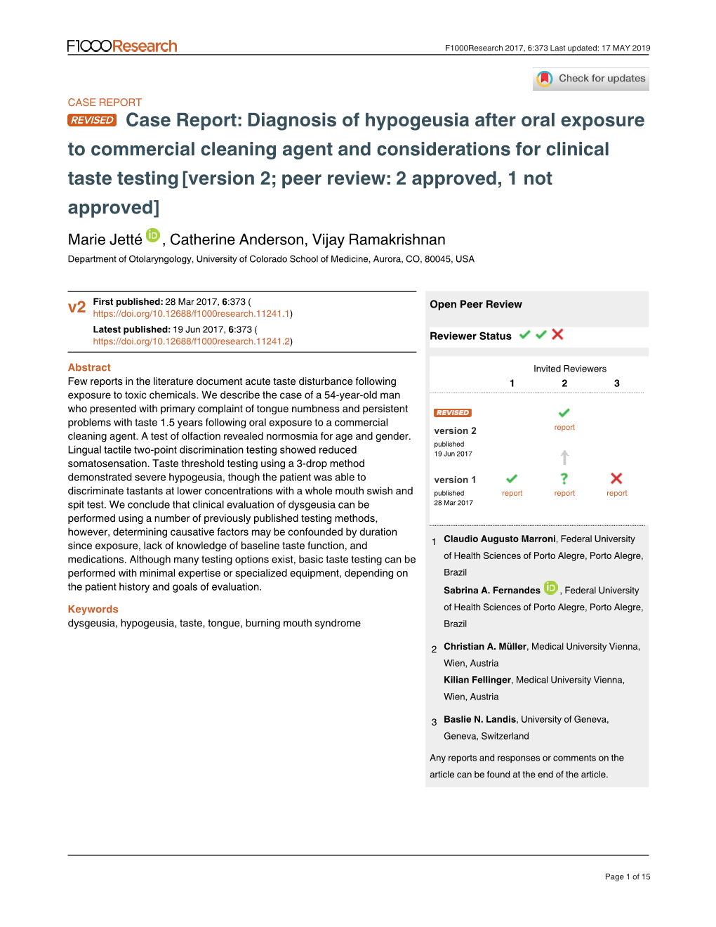 Case Report: Diagnosis of Hypogeusia After Oral Exposure To