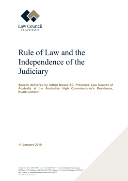 Rule of Law and the Independence of the Judiciary