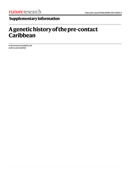 A Genetic History of the Pre-Contact Caribbean