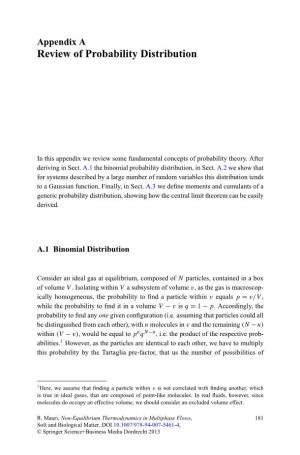 Appendix a Review of Probability Distribution