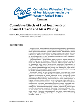 Chapter 6. Cumulative Effects of Fuel Treatments on Channel Erosion and Mass Wasting
