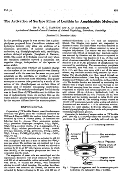 The Activation of Surface Films of Lecithin by Amphipathic Molecules