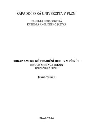 American Roots Music Legacy in the Songs of Bruce Springsteen Undergraduate Thesis