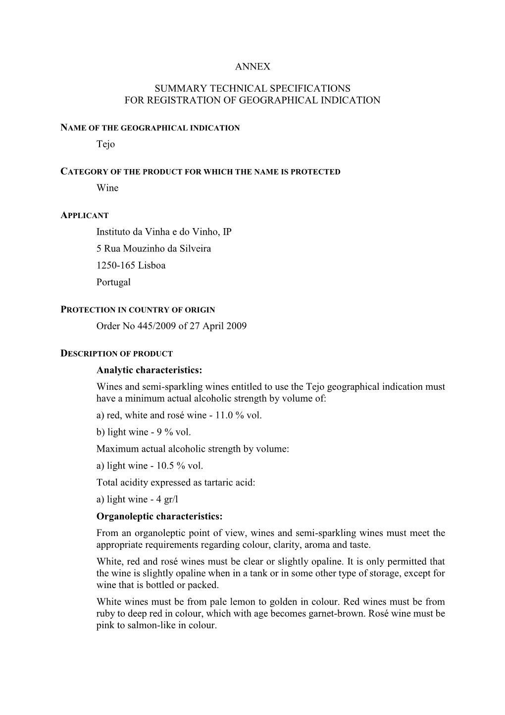 Summary Template Used for Negotiations