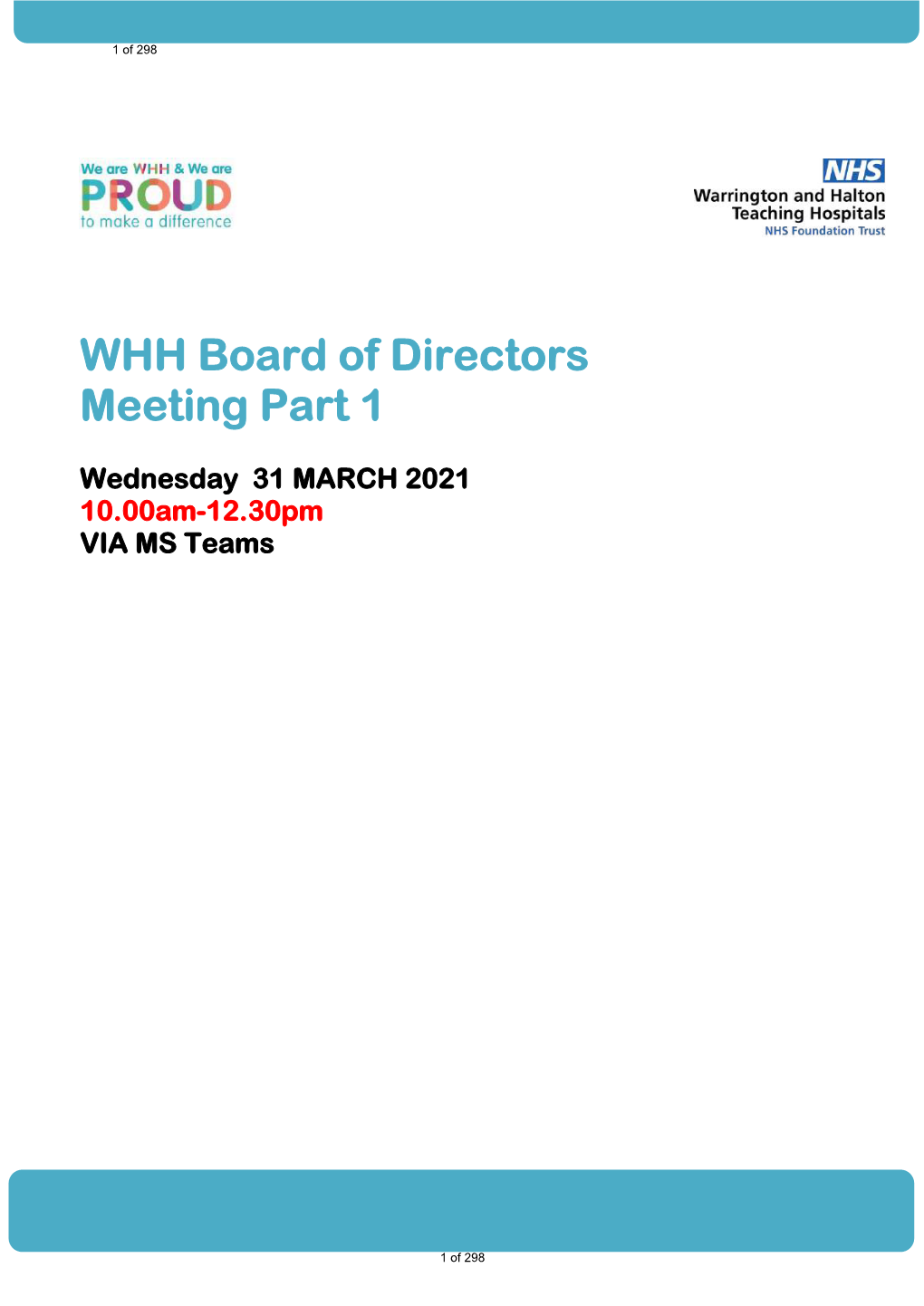 WHH Board of Directors Meeting Part 1