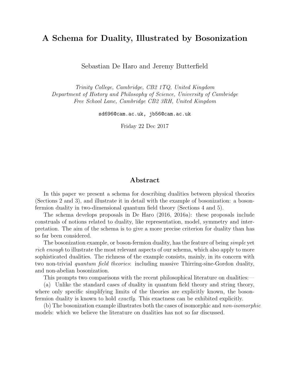 A Schema for Duality, Illustrated by Bosonization