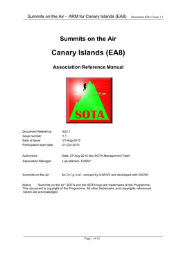 Summits on the Air Canary Islands (EA8)