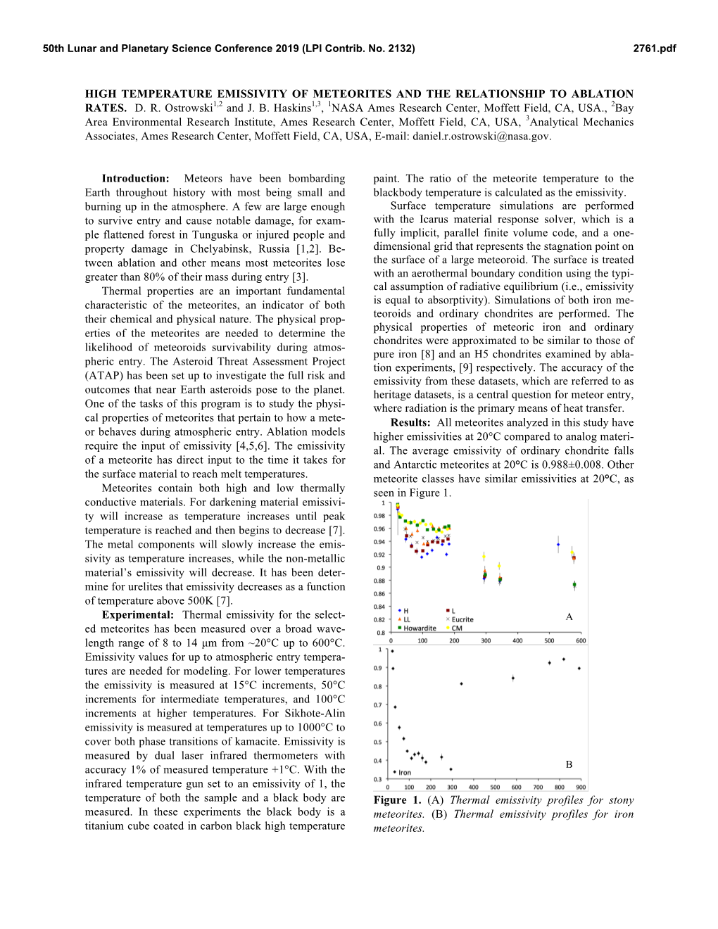 High Temperature Emissivity of Meteorites and the Relationship to Ablation Rates