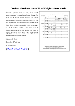 Golden Slumbers Carry That Weight Sheet Music