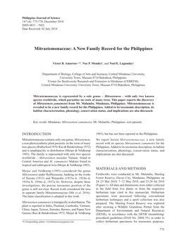 Mitrastemonaceae: a New Family Record for the Philippines